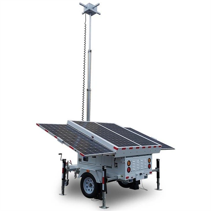 Mobile Solar Trailer With Camera Surveillance Trailer Security Cctv