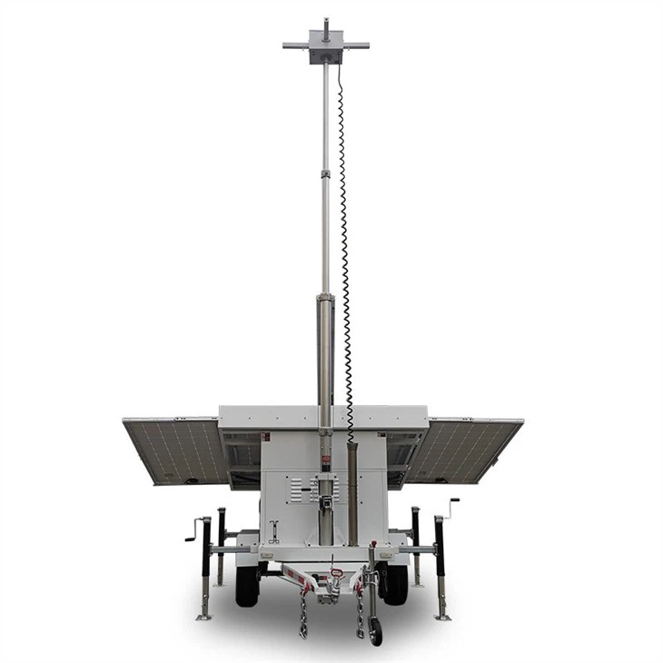 Mobile Solar Trailer With Camera Surveillance Trailer Security Cctv